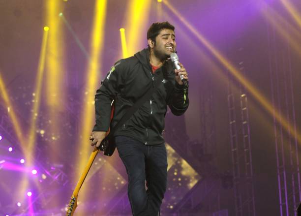 CHANDIGARH, INDIA - JANUARY 28: Singer Arijit Singh performs during a concert at Exhibition Ground Sector 34 on January 28, 2018 in Chandigarh, India